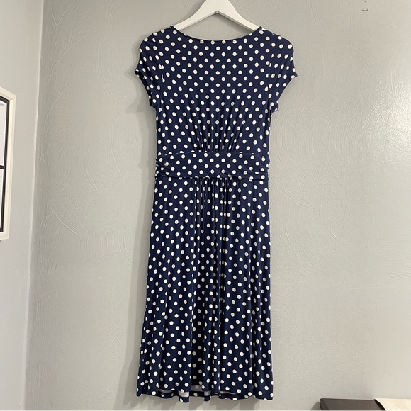 Boden Amelie Polka Dot Jersey Midi Dress cap sleeves Size 4 - Picture 8 of 11